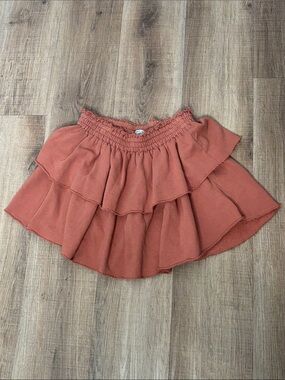Tiered Rust Orange Women's Mini Skirt